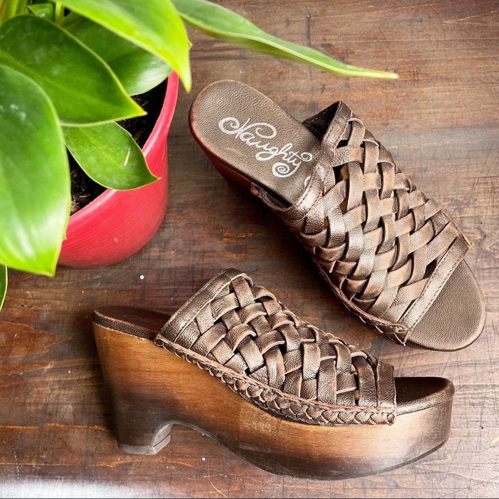 Naughty Monkey Fringe Benefit Wooden Platform Clog
